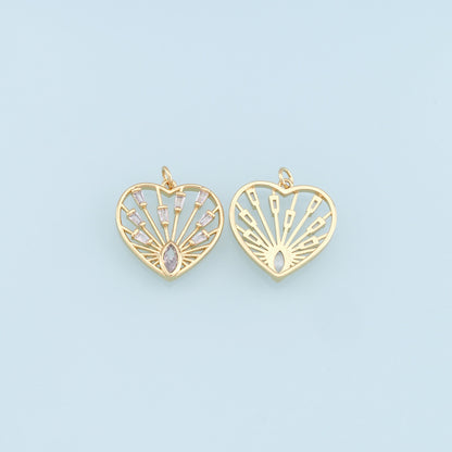 Gold Heart Charms,18K Gold Filled Heart Pendant,Heart Charm Bracelet Necklace for DIY Jewelry Making Supply
