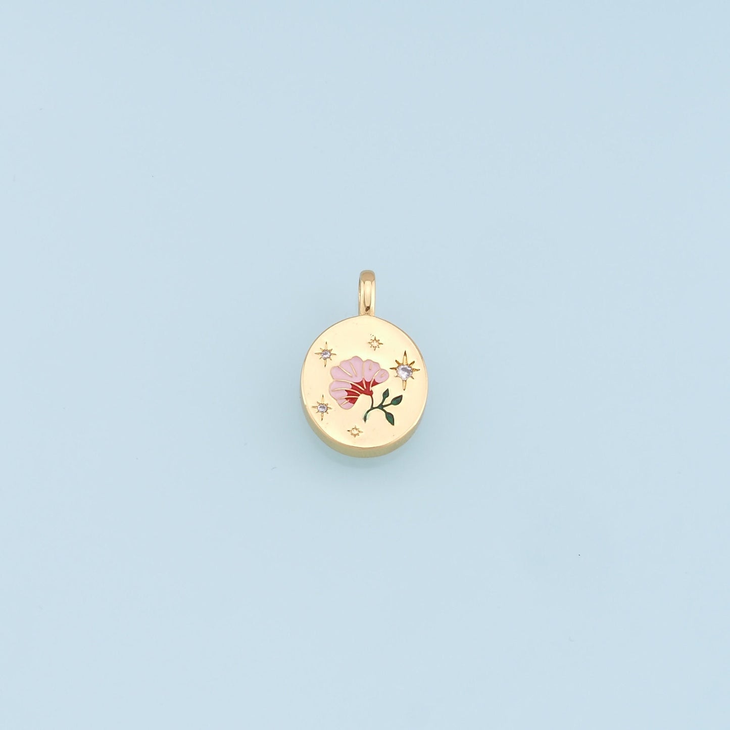 Gold Flower Charms,18K Gold Filled CZ Flower Pendant,Star Charm Bracelet Necklace for DIY Jewelry Making Supply