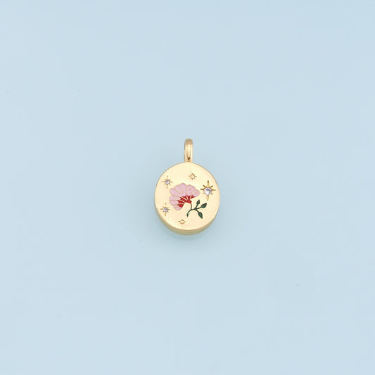 Gold Flower Charms,18K Gold Filled CZ Flower Pendant,Star Charm Bracelet Necklace for DIY Jewelry Making Supply