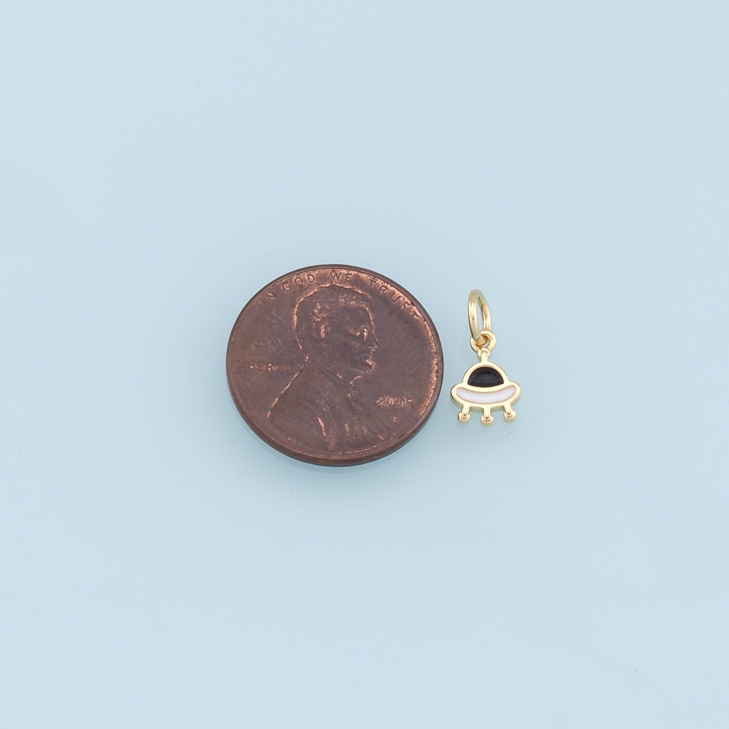 Gold Tiny Spaceship Charms,18K Gold Filled Enamel Spaceship Pendant,Space Charm Bracelet Necklace for DIY Jewelry Making Supply
