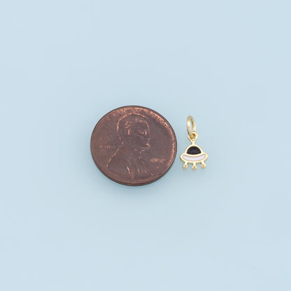Gold Tiny Spaceship Charms,18K Gold Filled Enamel Spaceship Pendant,Space Charm Bracelet Necklace for DIY Jewelry Making Supply