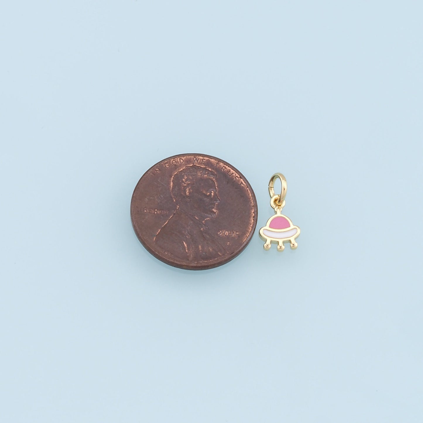Gold Tiny Spaceship Charms,18K Gold Filled Enamel Spaceship Pendant,Space Charm Bracelet Necklace for DIY Jewelry Making Supply