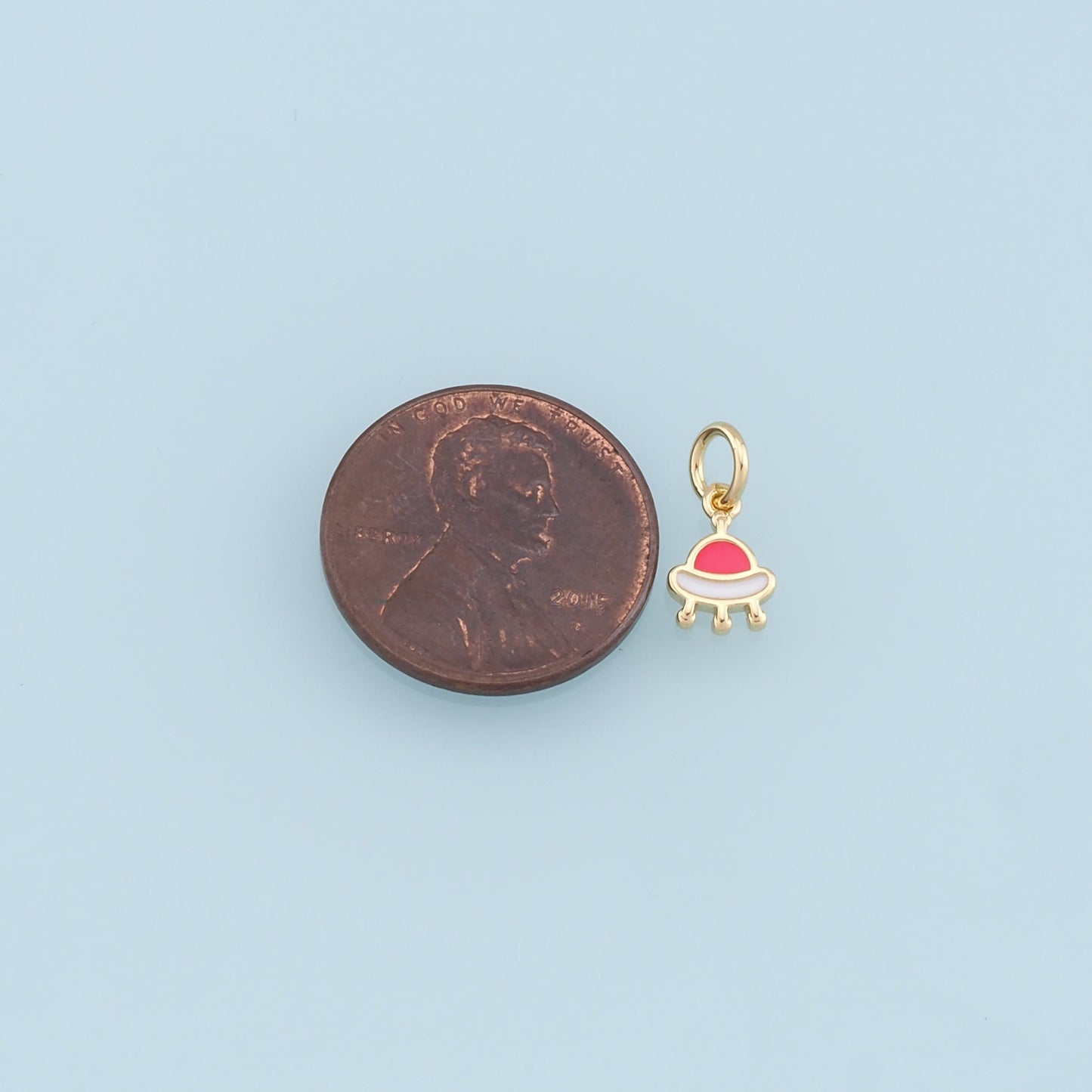 Gold Tiny Spaceship Charms,18K Gold Filled Enamel Spaceship Pendant,Space Charm Bracelet Necklace for DIY Jewelry Making Supply