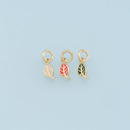 Gold Tiny Leaf Charms,18K Gold Filled Leaf Pendant,Enamel Leaf Charm Bracelet Necklace for DIY Jewelry Making Supply