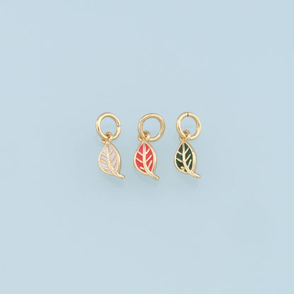 Gold Tiny Leaf Charms,18K Gold Filled Leaf Pendant,Enamel Leaf Charm Bracelet Necklace for DIY Jewelry Making Supply