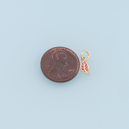 Gold Tiny Leaf Charms,18K Gold Filled Leaf Pendant,Enamel Leaf Charm Bracelet Necklace for DIY Jewelry Making Supply