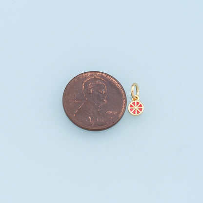18K Gold Filled Lemon Enamel Charm Pendant for Jewelry Making