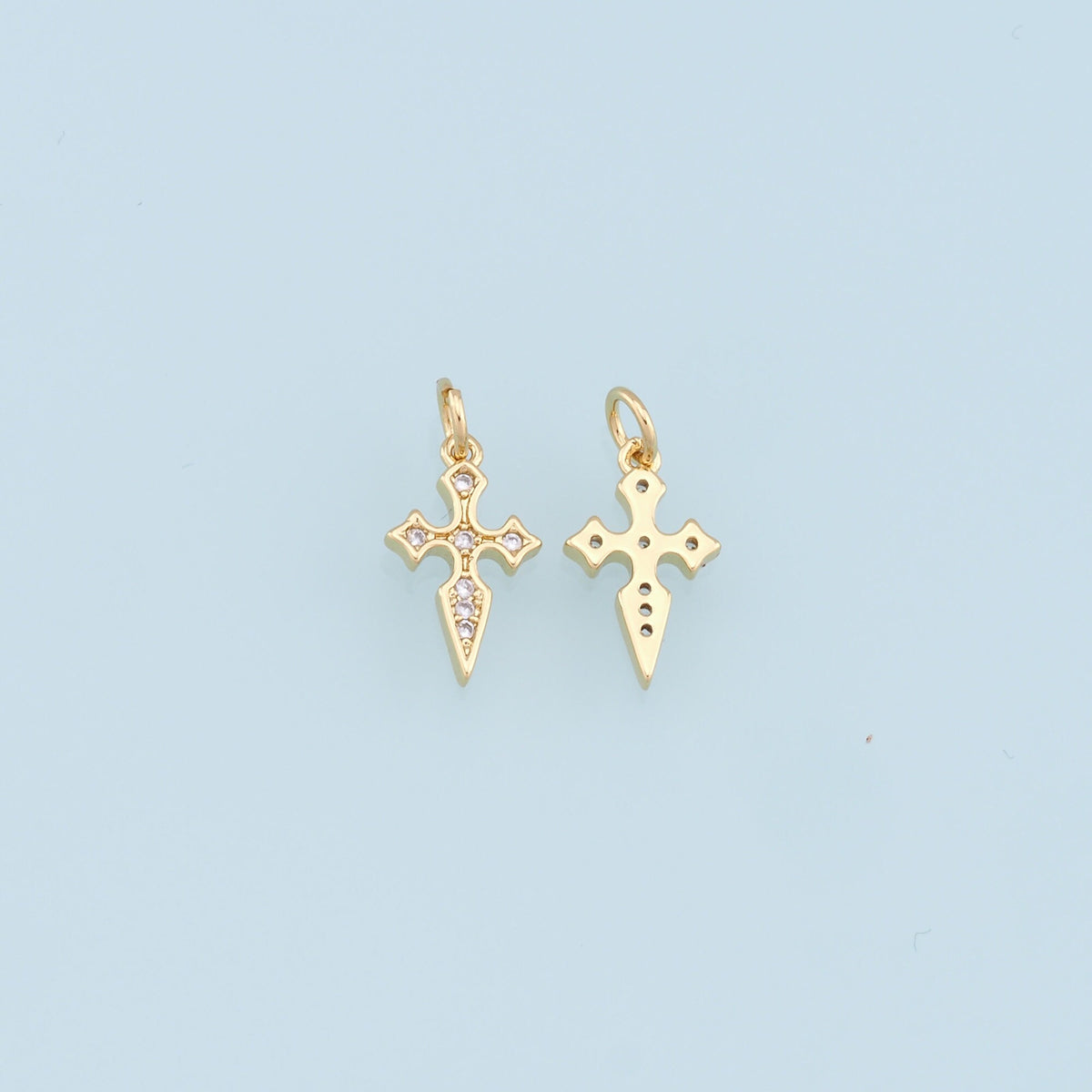 Gold Cross Charms,18K Gold Filled Cross Pendant,CZ Micro Pave Cross Charm Bracelet Necklace for DIY Jewelry Making Supply
