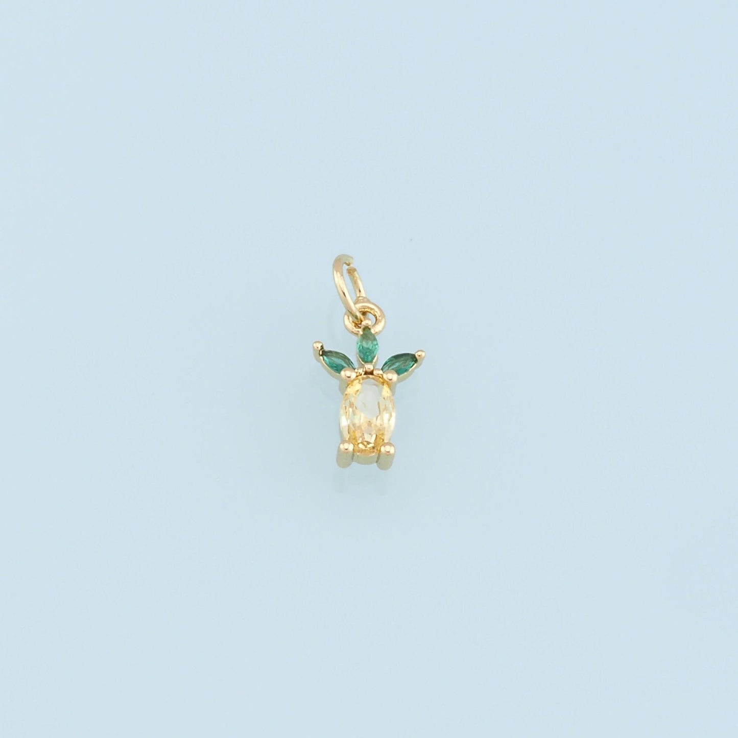 Gold Tiny Pineapple Crystal Charms,18K Gold Filled Pineapple Pendant,Fruit Charm Bracelet Necklace for DIY Jewelry Making Supply