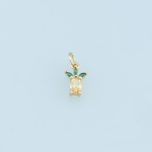 Gold Tiny Pineapple Crystal Charms,18K Gold Filled Pineapple Pendant,Fruit Charm Bracelet Necklace for DIY Jewelry Making Supply