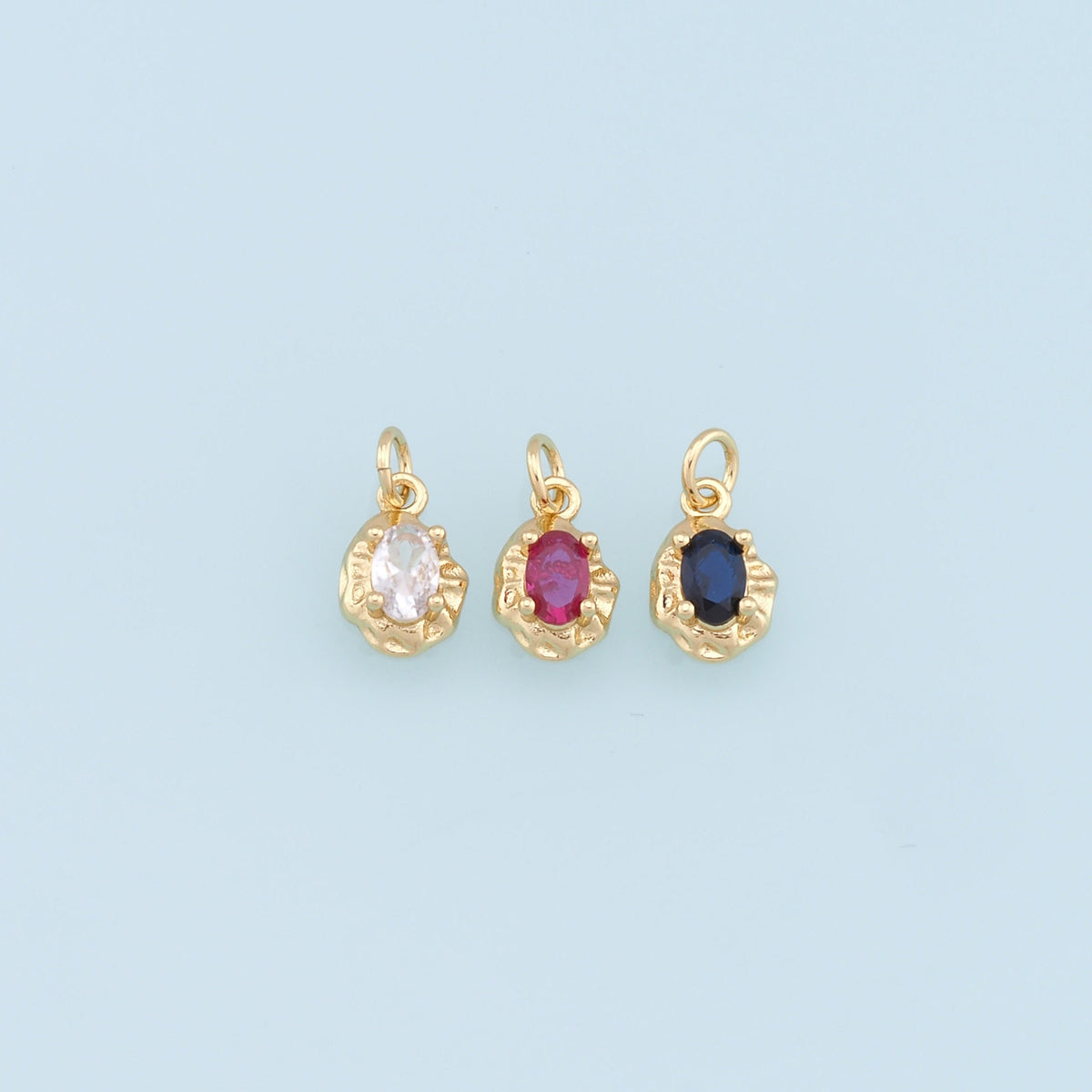 Gold Oval Crystal Charm,18K Gold Filled Oval Pendant,Irregular Oval Charm Bracelet Necklace for DIY Jewelry Making Supply