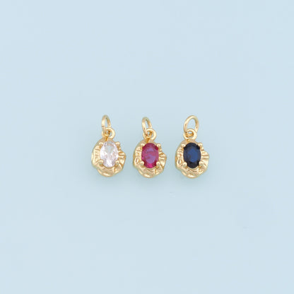 Gold Oval Crystal Charm,18K Gold Filled Oval Pendant,Irregular Oval Charm Bracelet Necklace for DIY Jewelry Making Supply