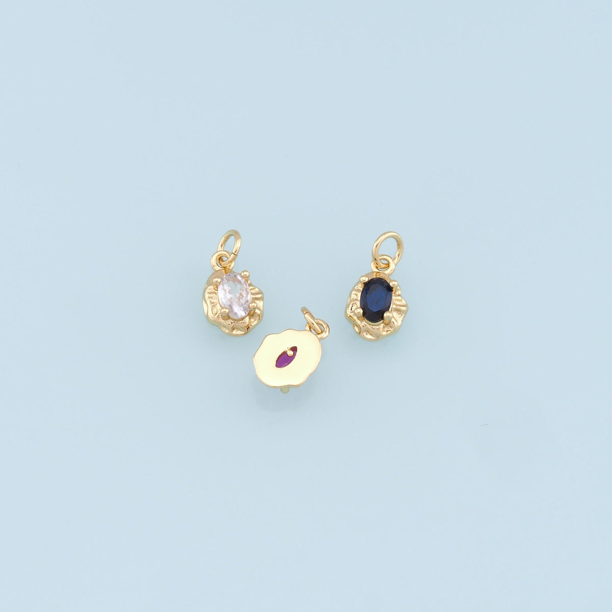 Gold Oval Crystal Charm,18K Gold Filled Oval Pendant,Irregular Oval Charm Bracelet Necklace for DIY Jewelry Making Supply