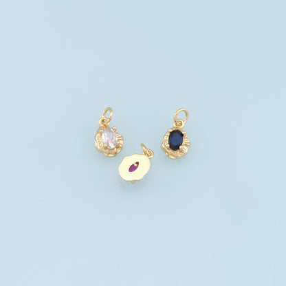 Gold Oval Crystal Charm,18K Gold Filled Oval Pendant,Irregular Oval Charm Bracelet Necklace for DIY Jewelry Making Supply