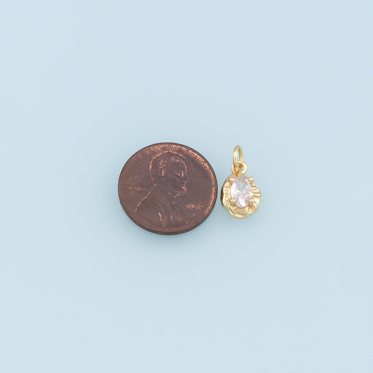 Gold Oval Crystal Charm,18K Gold Filled Oval Pendant,Irregular Oval Charm Bracelet Necklace for DIY Jewelry Making Supply