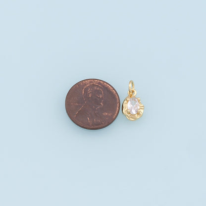 Gold Oval Crystal Charm,18K Gold Filled Oval Pendant,Irregular Oval Charm Bracelet Necklace for DIY Jewelry Making Supply