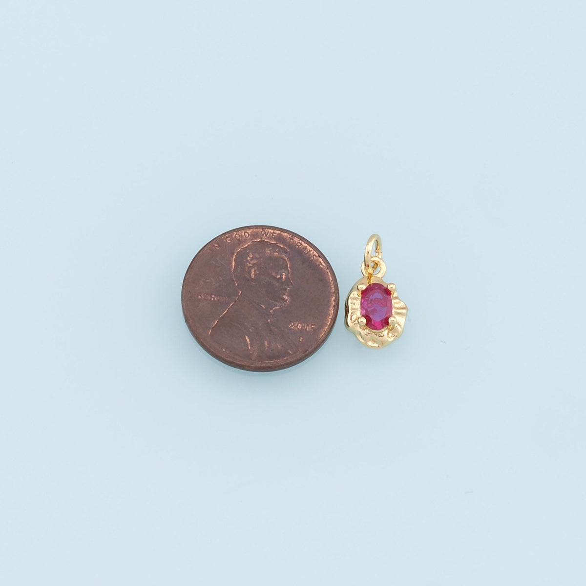 Gold Oval Crystal Charm,18K Gold Filled Oval Pendant,Irregular Oval Charm Bracelet Necklace for DIY Jewelry Making Supply