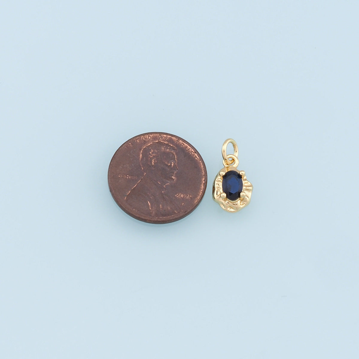 Gold Oval Crystal Charm,18K Gold Filled Oval Pendant,Irregular Oval Charm Bracelet Necklace for DIY Jewelry Making Supply