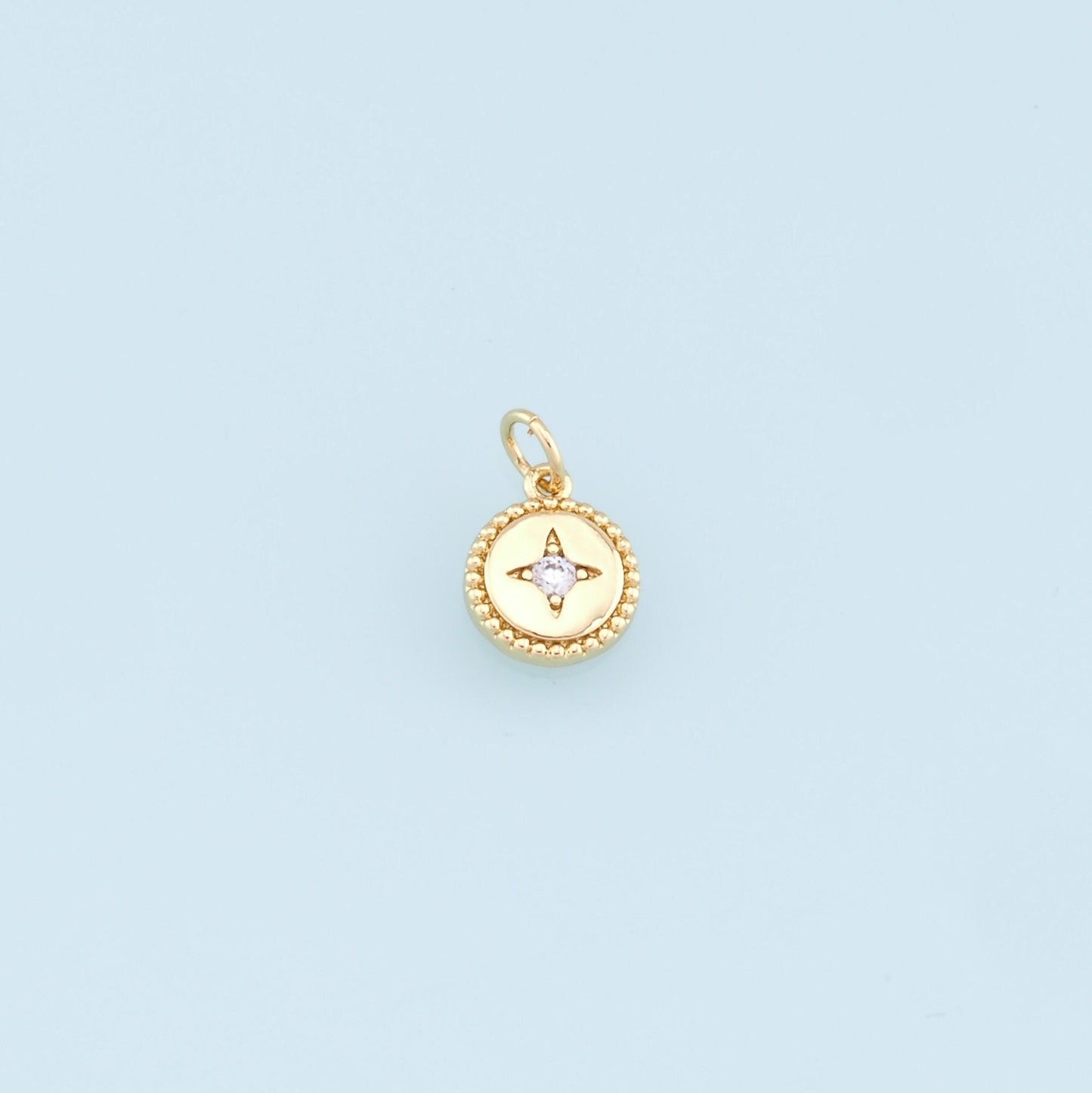 Gold Round Star Charms,18K Gold Filled Star Pendant,Star Charm Bracelet Necklace for DIY Jewelry Making Supply