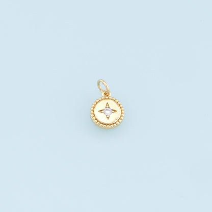 Gold Round Star Charms,18K Gold Filled Star Pendant,Star Charm Bracelet Necklace for DIY Jewelry Making Supply
