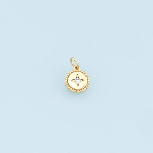 Gold Round Star Charms,18K Gold Filled Star Pendant,Star Charm Bracelet Necklace for DIY Jewelry Making Supply