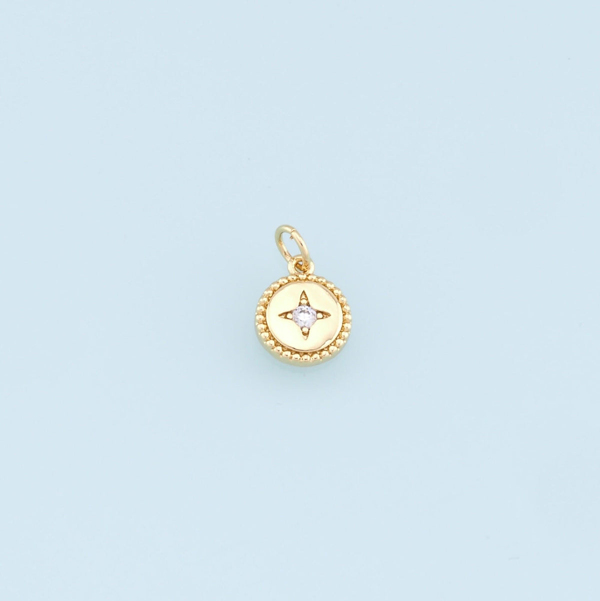 Gold Round Star Charms,18K Gold Filled Star Pendant,Star Charm Bracelet Necklace for DIY Jewelry Making Supply