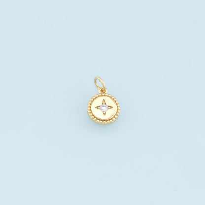 Gold Round Star Charms,18K Gold Filled Star Pendant,Star Charm Bracelet Necklace for DIY Jewelry Making Supply