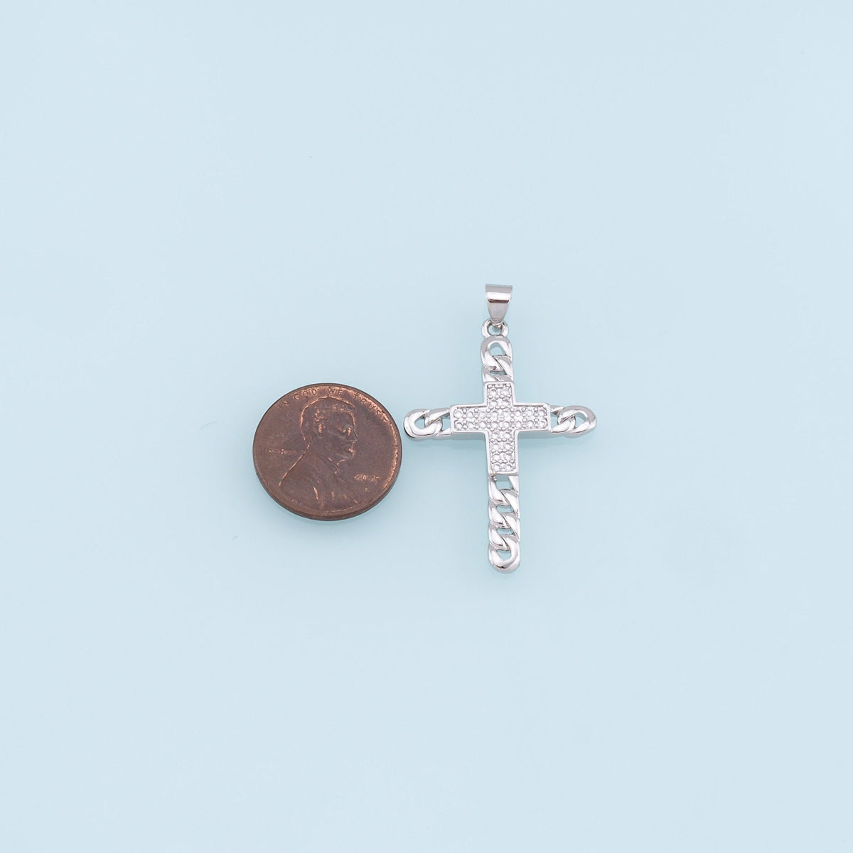 18K Gold Filled Cross CZ Charm Pendant for Jewelry Making