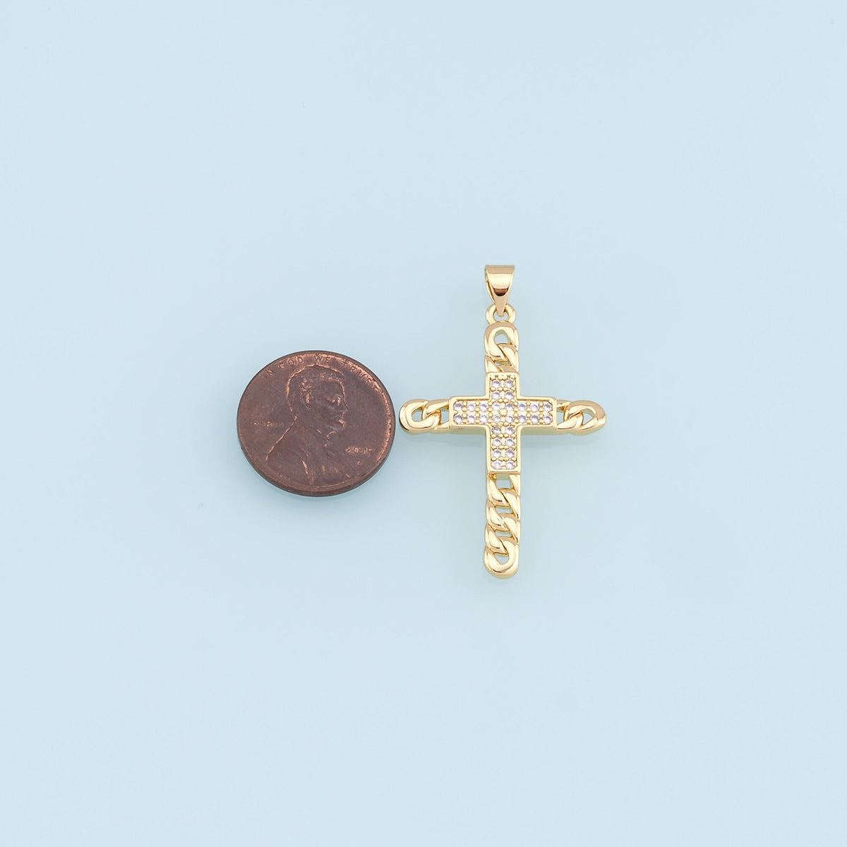 Gold Cross Charms,18K Gold Filled Cross Pendant,CZ Micro Pave Cross Charm Bracelet Necklace for DIY Jewelry Making Supply