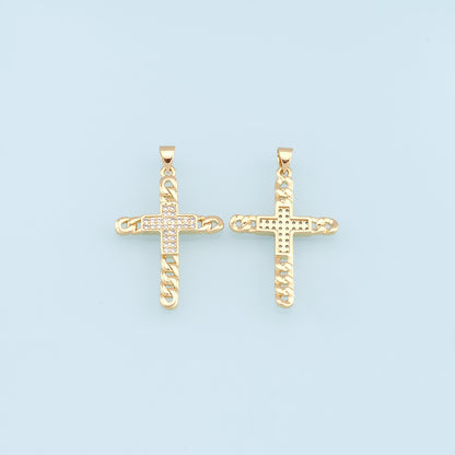 18K Gold Filled Cross CZ Charm Pendant for Jewelry Making