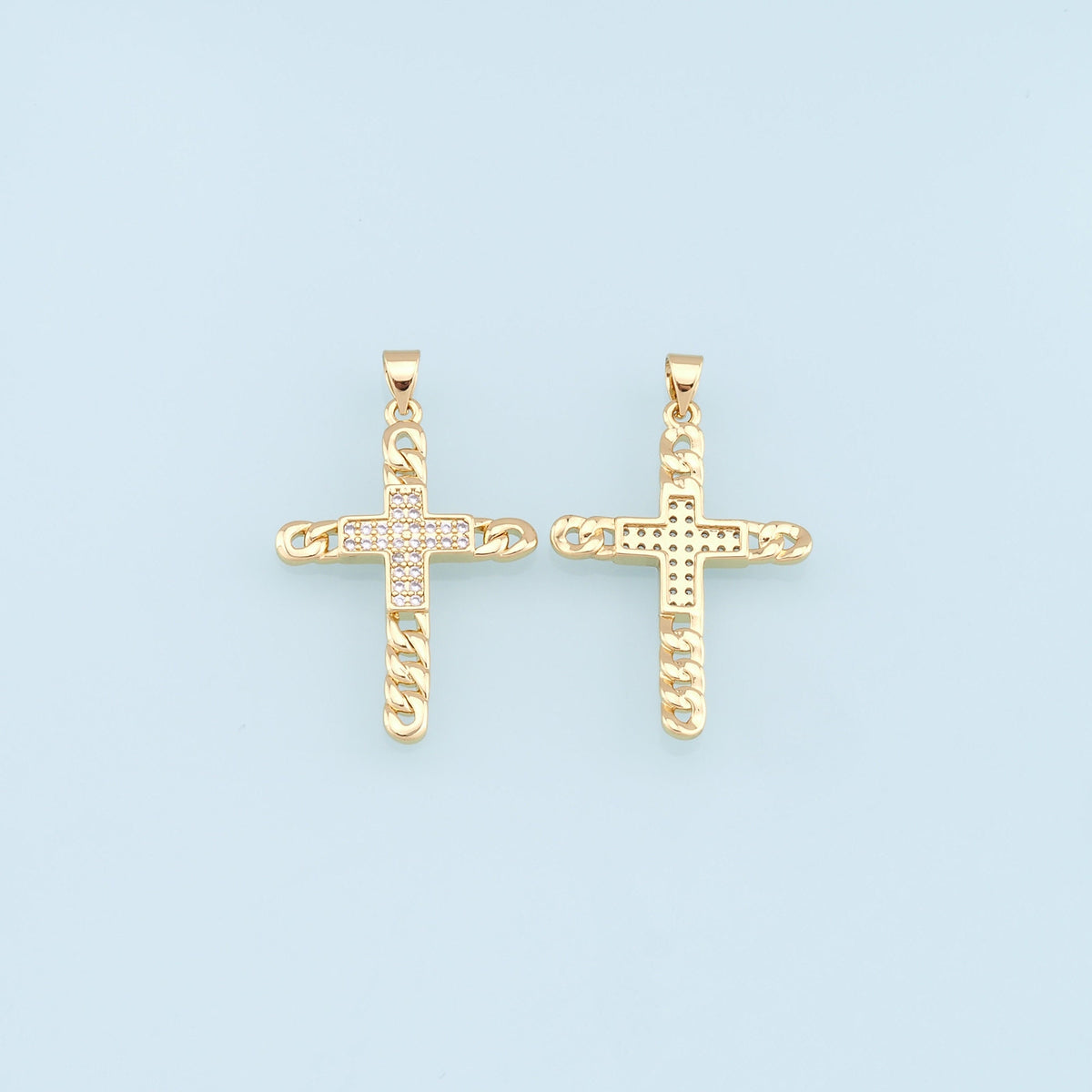 Gold Cross Charms,18K Gold Filled Cross Pendant,CZ Micro Pave Cross Charm Bracelet Necklace for DIY Jewelry Making Supply