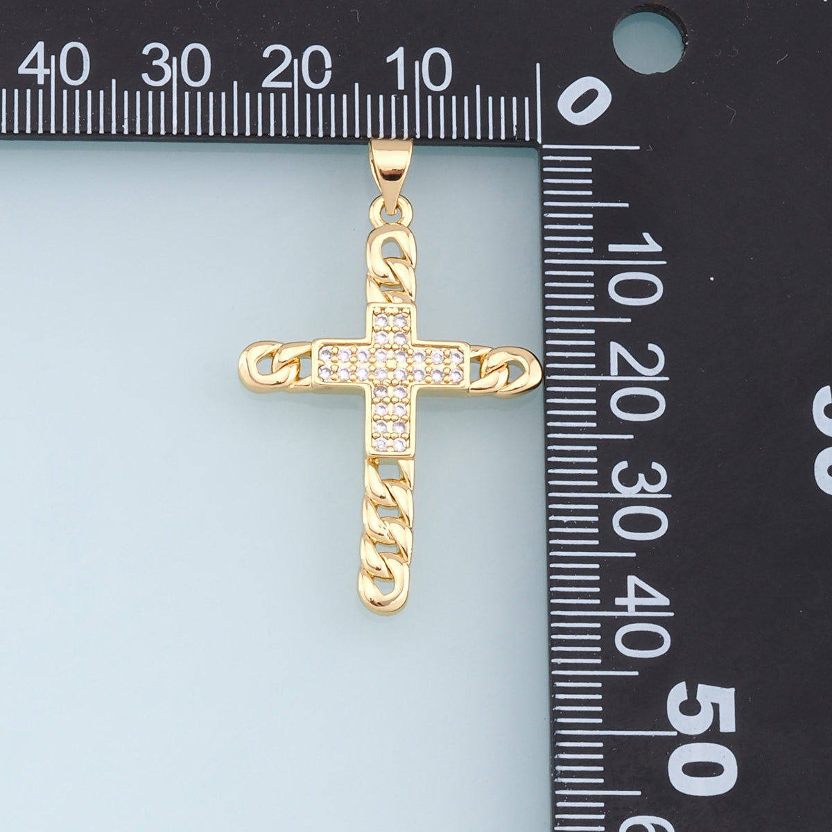 18K Gold Filled Cross CZ Charm Pendant for Jewelry Making