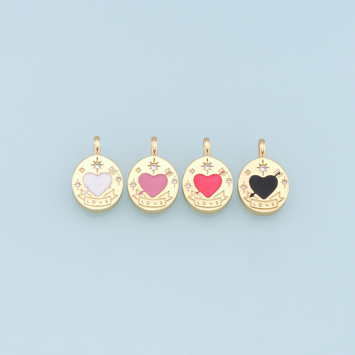 18K Gold Filled Heart Enamel Charm Pendant for Jewelry Making