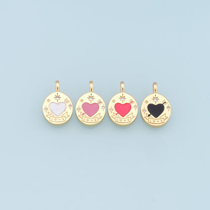 18K Gold Filled Heart Enamel Charm Pendant for Jewelry Making