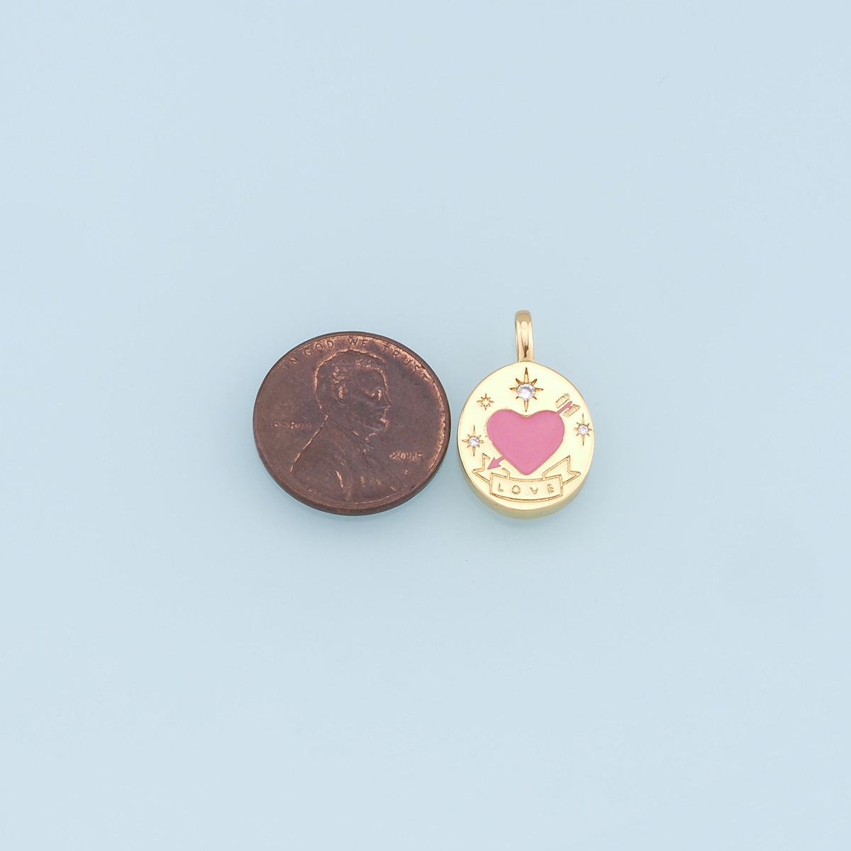 18K Gold Filled Heart Enamel Charm Pendant for Jewelry Making