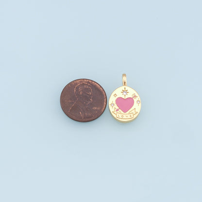 18K Gold Filled Heart Enamel Charm Pendant for Jewelry Making