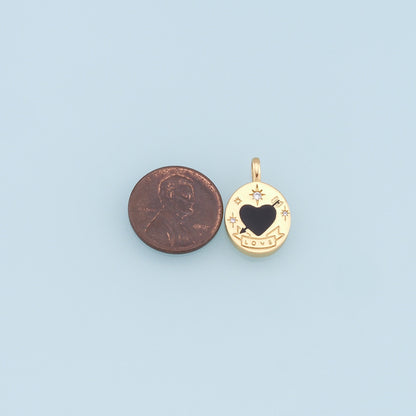 18K Gold Filled Heart Enamel Charm Pendant for Jewelry Making