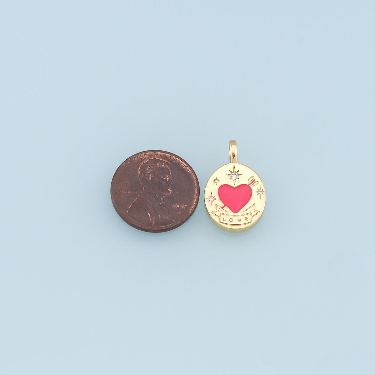 18K Gold Filled Heart Enamel Charm Pendant for Jewelry Making
