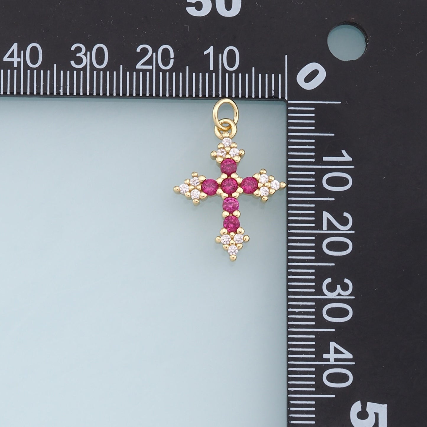 Gold Cross Charms,18K Gold Filled Crystal Cross Pendant,CZ Micro Pave Cross Charm Bracelet Necklace for DIY Jewelry Making Supply