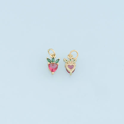 Gold Tiny Radish Charms,18K Gold Filled Crystal Radish Pendant,Fruit Charm Bracelet Necklace for DIY Jewelry Making Supply
