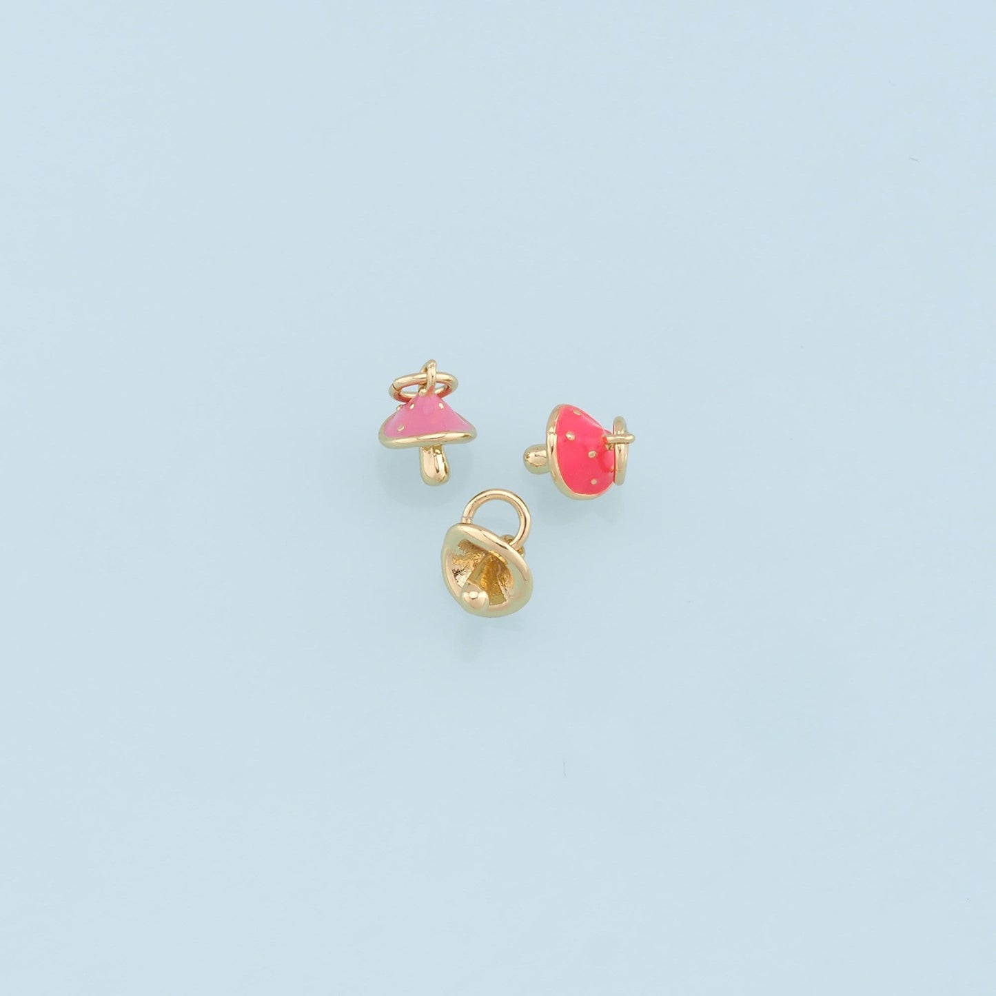 Gold Tiny Mushroom Charms,18K Gold Filled Enamel Mushroom Pendant,Kawaii Charm Bracelet Necklace for DIY Jewelry Making Supply