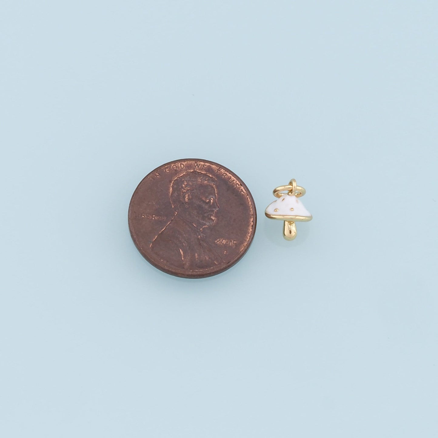 Gold Tiny Mushroom Charms,18K Gold Filled Enamel Mushroom Pendant,Kawaii Charm Bracelet Necklace for DIY Jewelry Making Supply