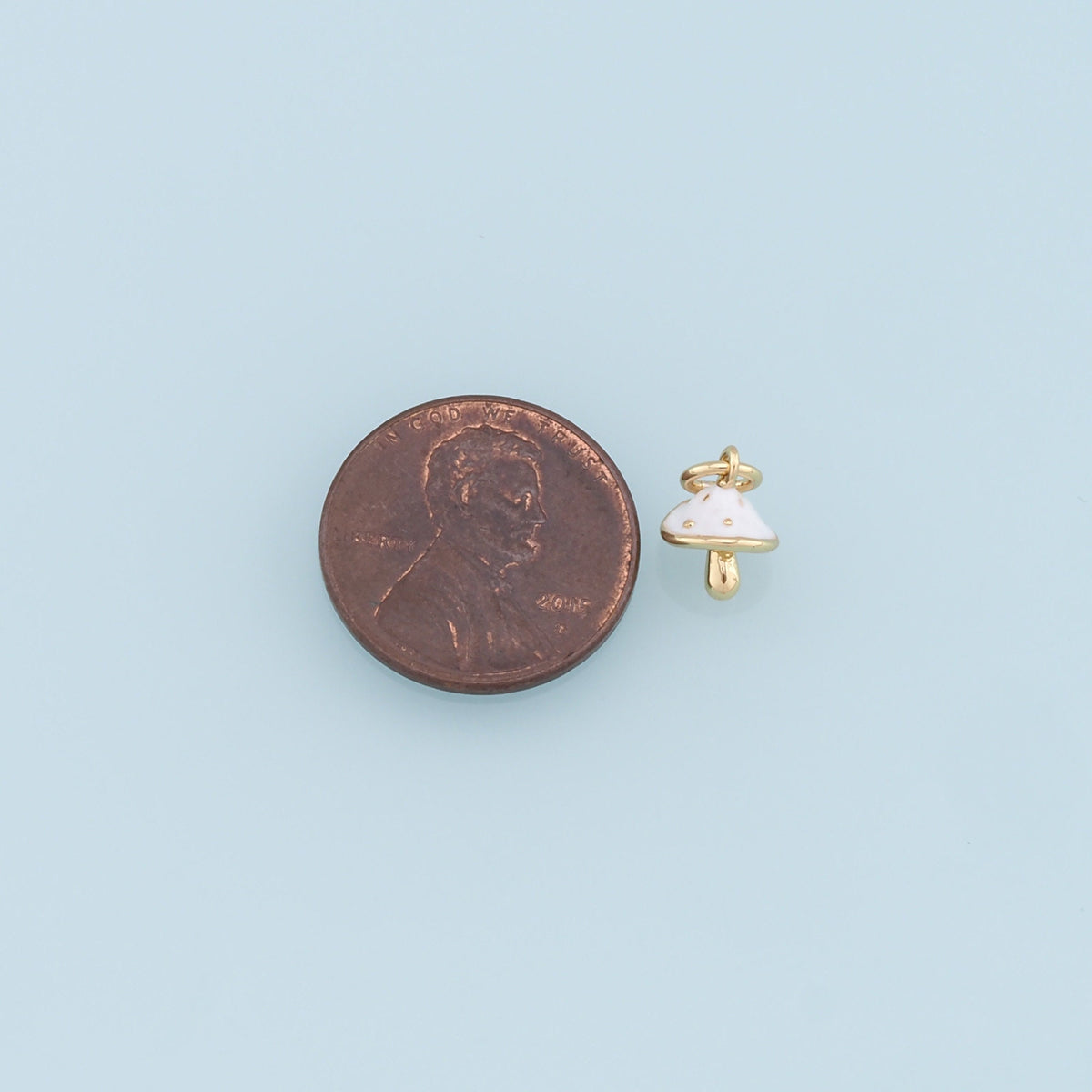 18K Gold Filled Mushroom Enamel Charm Pendant for Jewelry Making