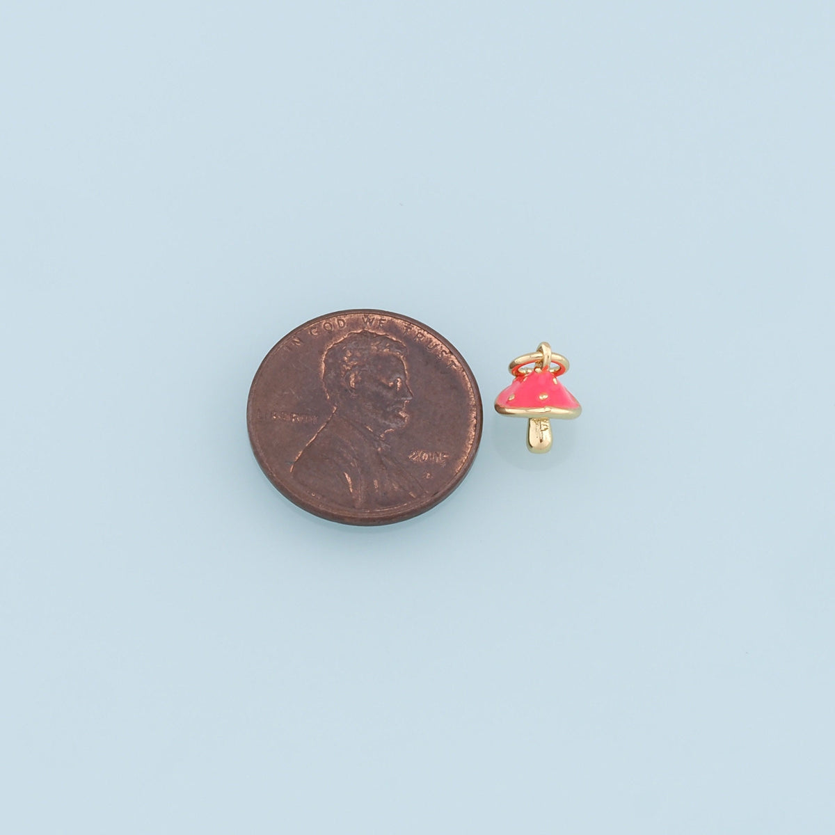 18K Gold Filled Mushroom Enamel Charm Pendant for Jewelry Making