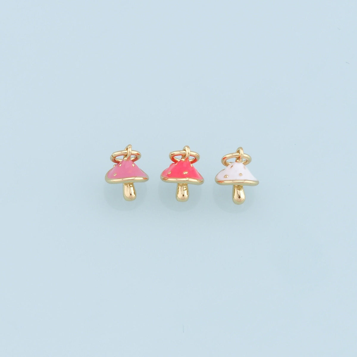 18K Gold Filled Mushroom Enamel Charm Pendant for Jewelry Making