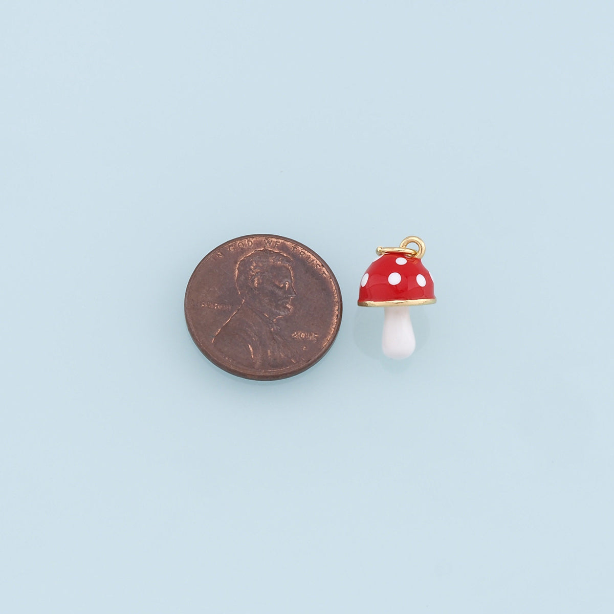 Gold Mushroom Charms,18K Gold Filled Enamel Mushroom Pendant,Kawaii Charm Bracelet Necklace for DIY Jewelry Making Supply