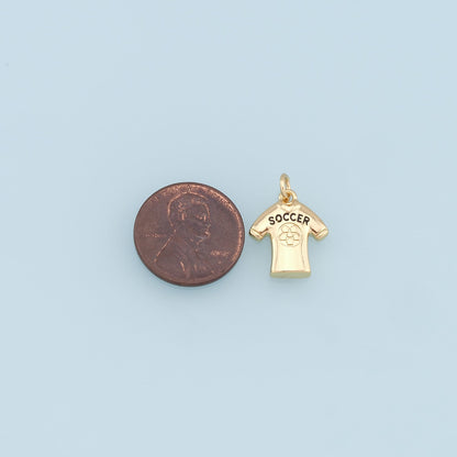 Gold Tiny Football Jersey Charms,18K Gold Football Pendant,Soccer Charm Bracelet Necklace for DIY Jewelry Making Supply