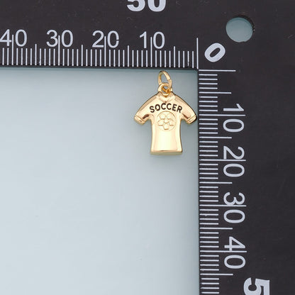 Gold Tiny Football Jersey Charms,18K Gold Football Pendant,Soccer Charm Bracelet Necklace for DIY Jewelry Making Supply