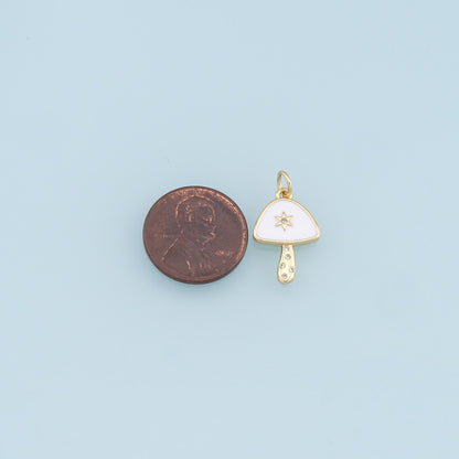 Gold mushroom Star Charms,18K Gold Filled mushroom Pendant,Enamel mushroom Charm Bracelet Necklace for DIY Jewelry Making Sup