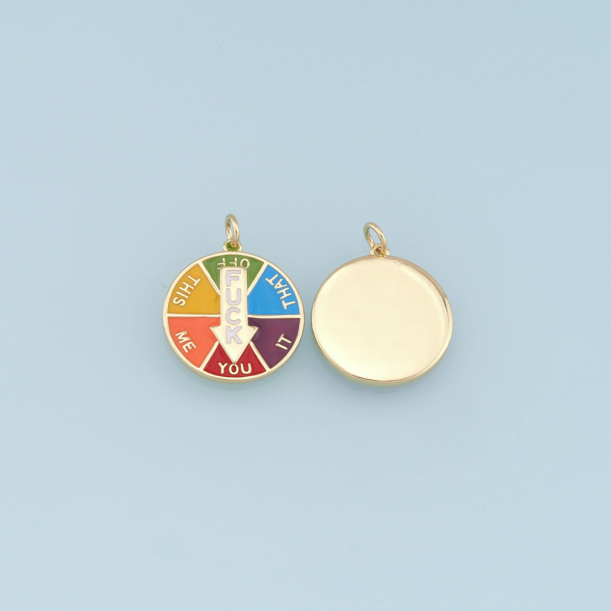 Gold Fuck Charms,18K Gold Filled Mood Pendant,Funny Colorful Enamel Charm Bracelet Necklace for DIY Jewelry Making Supply (un